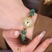 Gordy Vintage Light Luxury Colorful Turquoise Bracelet Niche High-End Cat's Eye Stone Chain Quartz Watch_voghion.com