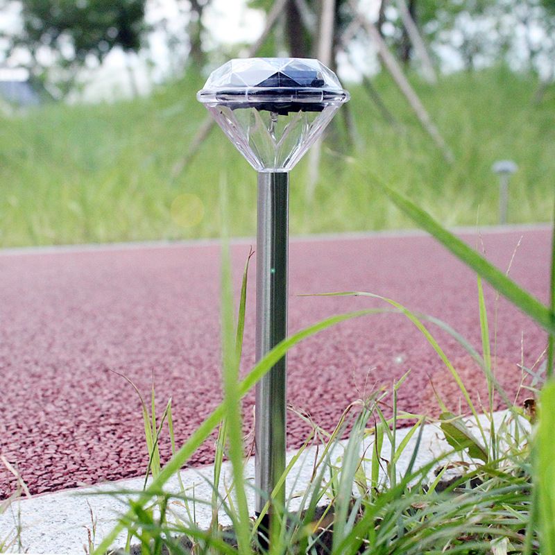 Luzes de pico de diamante movidas a energia solar para jardim, gramado e caminho - Iluminação de paisagem LED à prova d'água para áreas externas_voghion.com