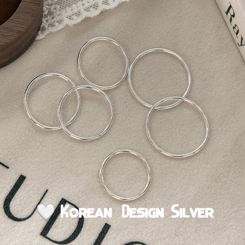 S Pure Silver Light Luxury Circle Plain Simple High-End Cool Fashion Design Ring_voghion.com