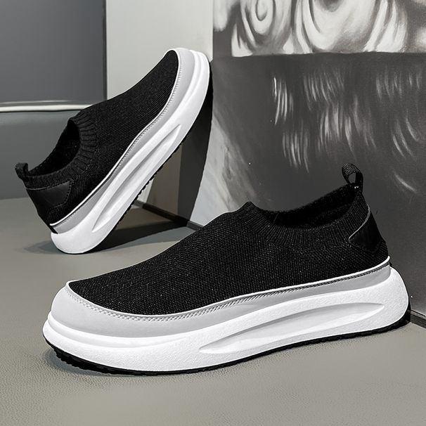 2024 Flyweave Herrenschuhe, modische Sockenschuhe, Sommer-Stoffschuhe, atmungsaktiv, dicke Sohlen, faule Schuhe, erhöhte Casual Slip-On_voghion.com