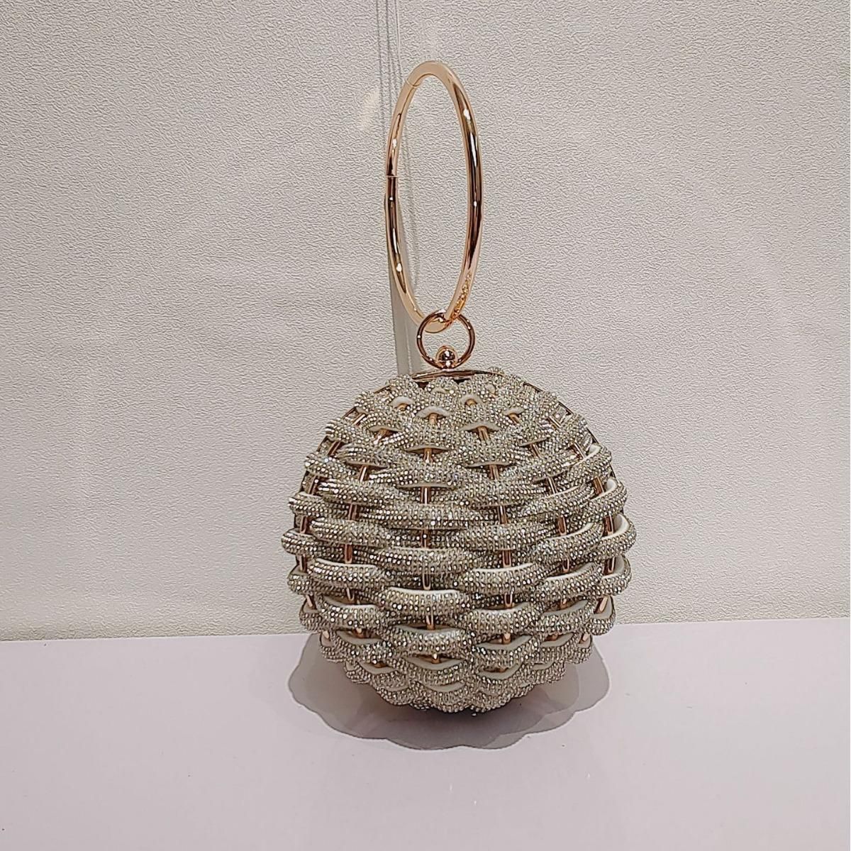 Gewebte Design-Rhinestone-Kugelförmige Abend-Clutch-Taschen Damen-Boutique-Runddiamant-Geldbörsen en Handtaschen für_voghion.com