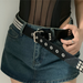 HOT Gothic PU Leather Studded Waist Belts Solid Eyelet Metal Pin Buckle Square Bead Rivet Belt Punk Jeans Decorative_voghion.com