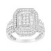 .925 Sterling Silver Round and Baguette Diamond Cathedral Ring (0.75 Cttw, H-I Color, I2-I3 Clarity)_voghion.com