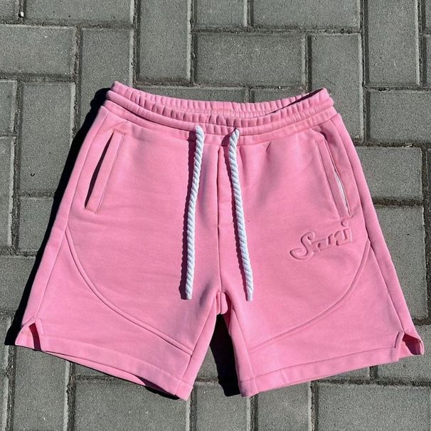 Pantalones cortos deportivos SANI para hombre, con bordado de lunares y cordón ajustable. Diseño versátil de pierna ancha._voghion.com