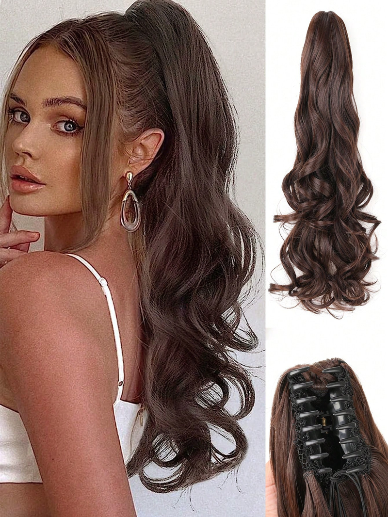 Clip de extensión de garra en cola de caballo ondulada, colas de caballo largas para extensiones de mujer, postizo ondulado_voghion.com