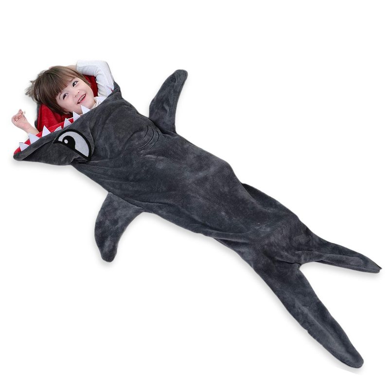 Manta de tiburón de comercio exterior, saco de dormir de sirena para niños, manta de cola de sirena, franela de doble capa, venta al por mayor YY0011_voghion.com