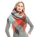 Women's Scarves new style polyester bristle long tassel plaid square scarf _voghion.com