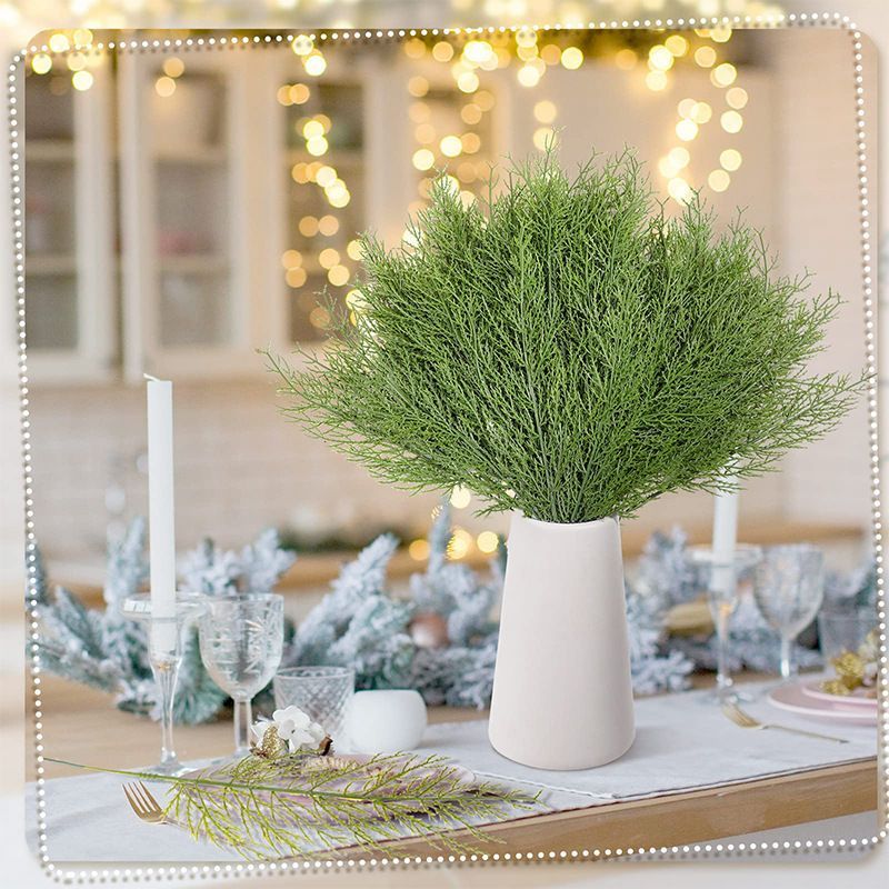Green Artificial Pine And Cypress Branches Christmas Tree Plant DIY Decoration Craft Ornament_voghion.com