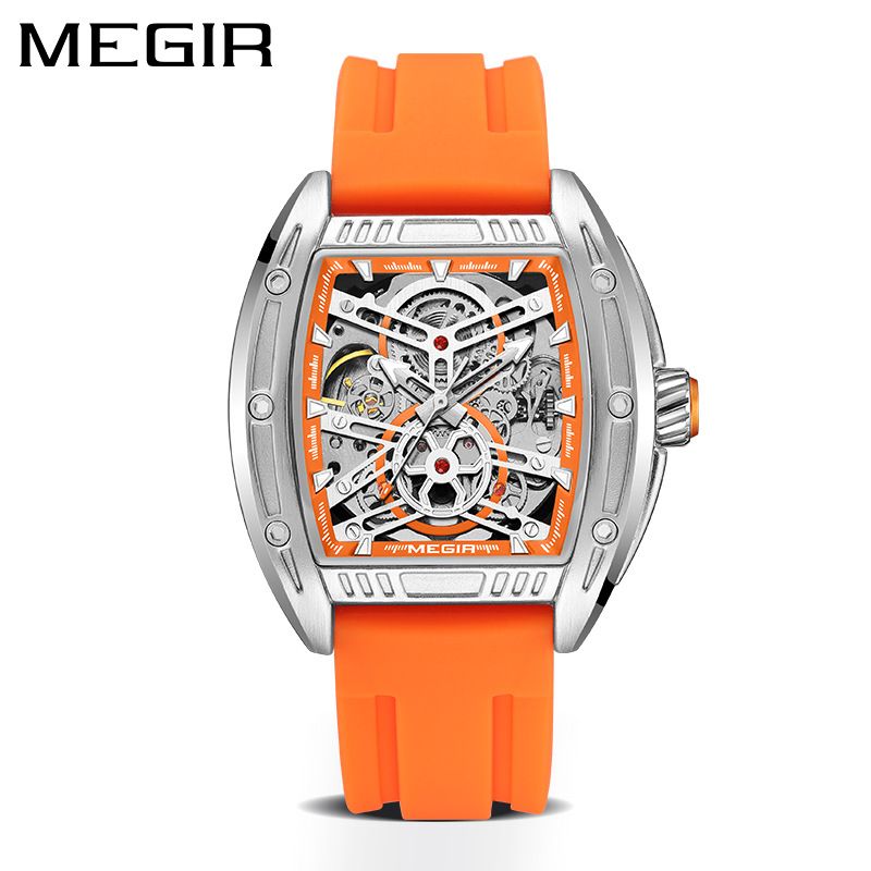 MEGIR Men's Sports Mechanical Movement Watch Silicone Tape Cross Border Luminous Waterproof Multi Functional 8601_voghion.com