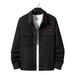 Men's Waffle-Knit Work Jacket - Paris Lettering Casual Coat (S-XXXL)_voghion.com