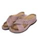 New Slope Heel Flat Casual Slippers For Women With Cross Belt Solid Color Large Size Versatile Shoes_voghion.com
