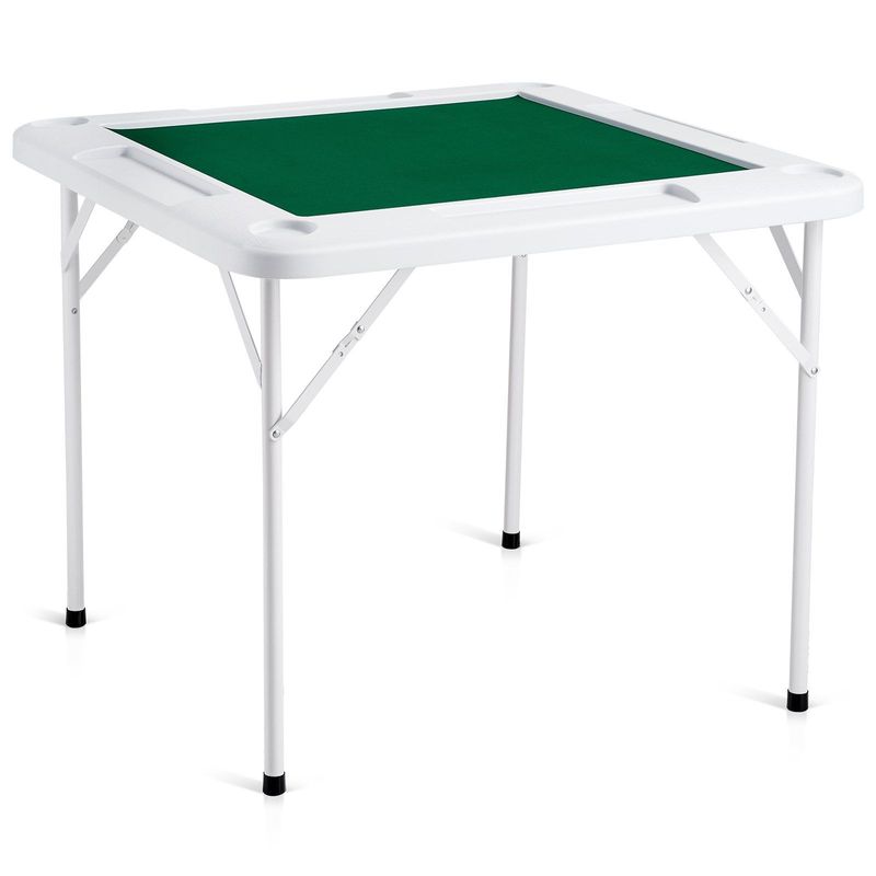 VEVOR Mahjong Table 4 Player Folding Card Table & Table Mat Cup Holder Chip Tray_voghion.com