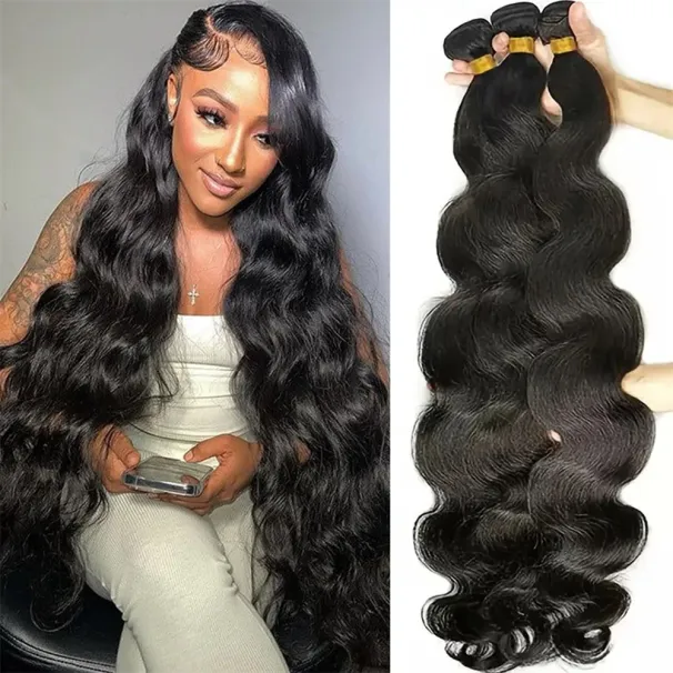 32 polegadas cabelo indiano onda do corpo cabelo humano pacotes 12A cor pura remy cabelo humano tecer pacotes extensão de cabelo cru para mulher_voghion.com