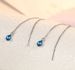 925 Silver Plated Waterdrop Blue CZ Threader Dangle Drop Chain Pull Earrings C9_voghion.com