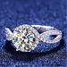 Classic Six-Prong Double Row Micro-Paved Zircon Twist Arm Full Diamond Engagement Wedding Ring_voghion.com