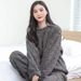 Coral Fleece Pyjamas Damen Winter Fleece Verdickter Jacquard Langarm Loungewear Zweiteiliges Set Herbst und Winter Lockerer warmer Anzug_voghion.com
