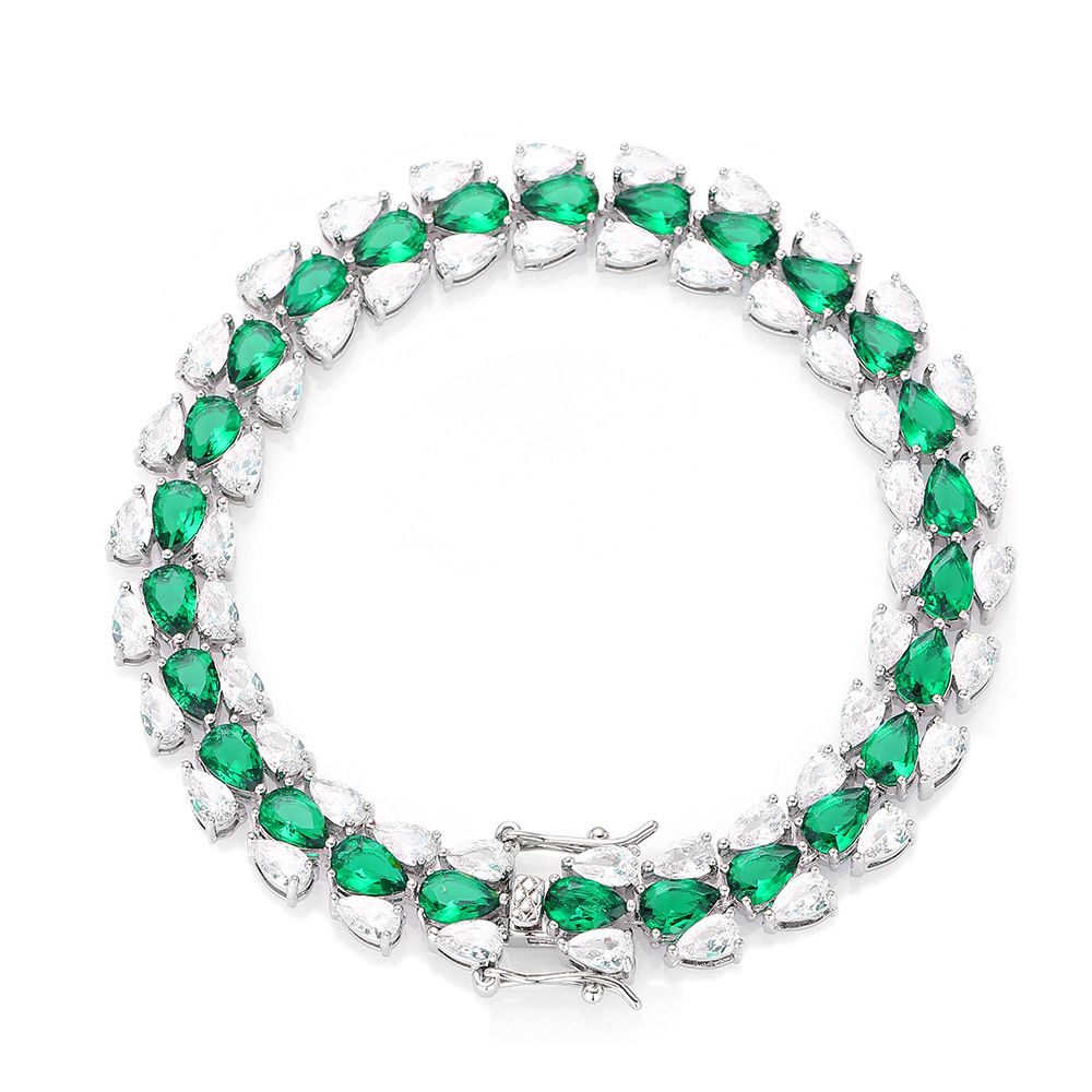 Elegante bracciale geometrico da donna con zirconi AAA color smeraldo, accessorio di moda fatto a mano semplice ed elegante da indossare tutti i giorni._voghion.com