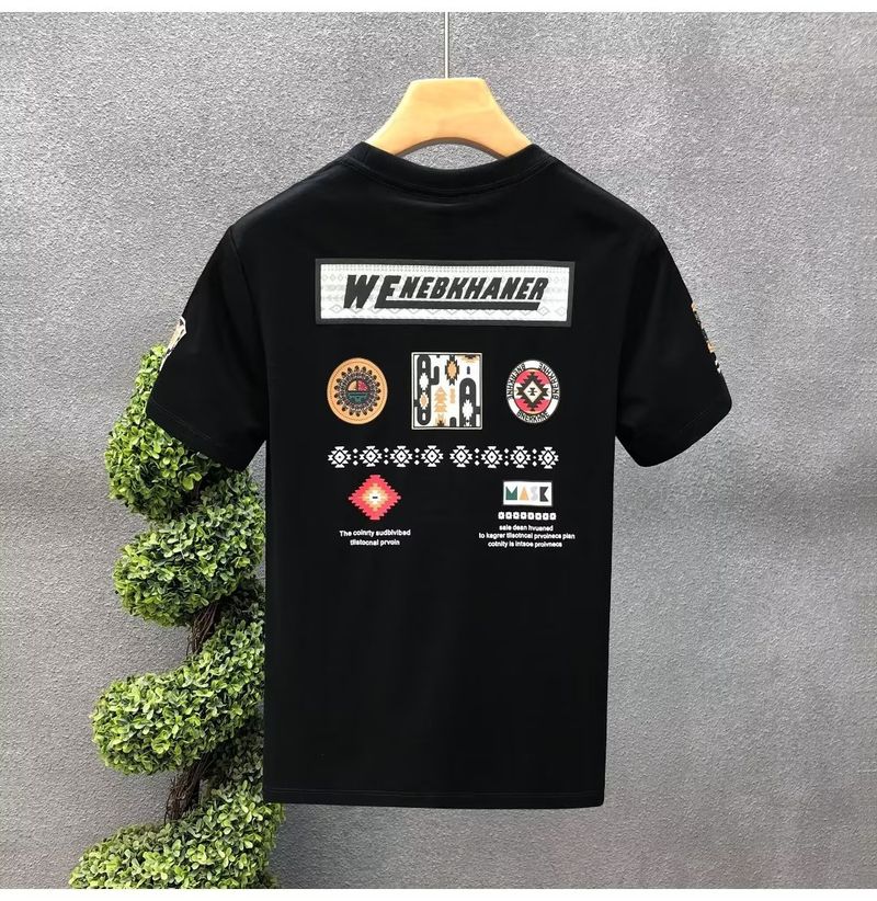 Men's Clothing Personalized Printed Short Sleeved T Shirt Handsome Slim Fit Shirt_voghion.com