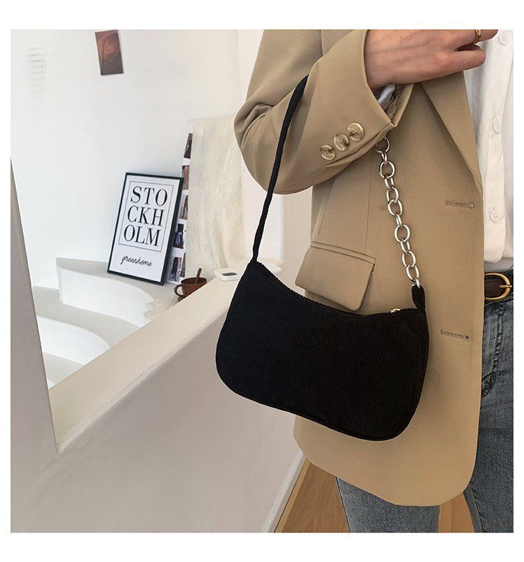 Unterarmtasche für Damen 2022 Herbst und Winter Neue Plüsch-Schultermode Retro Cord Schultergurt Kette Handtasche_voghion.com
