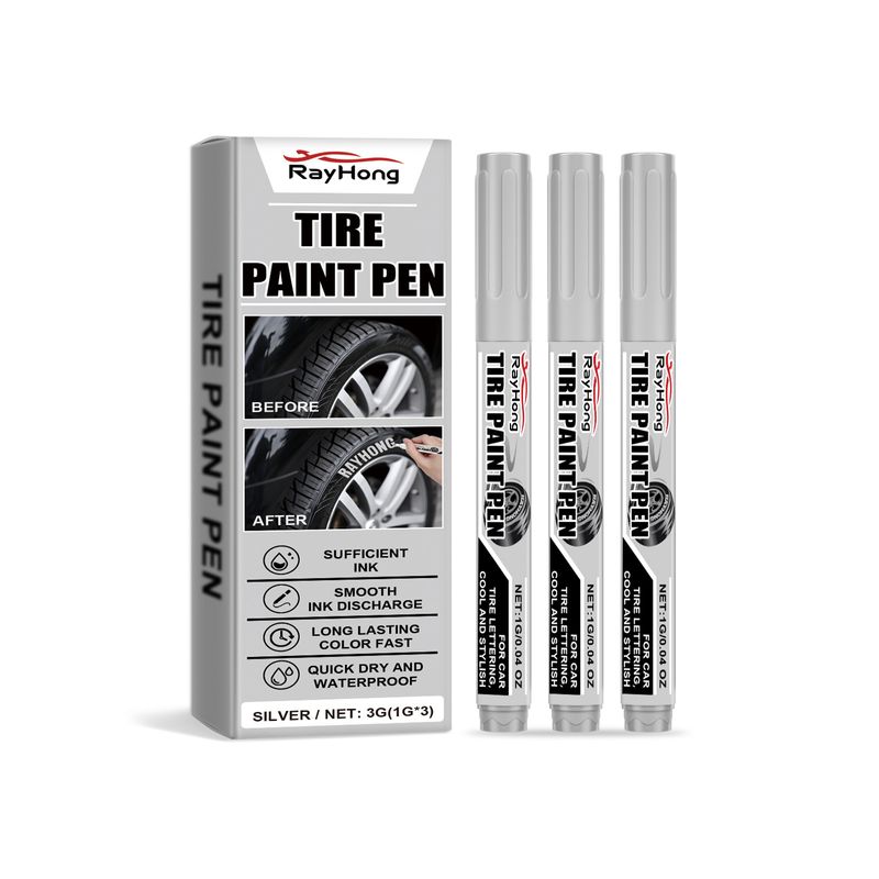 Stilou de vopsea pentru anvelope auto argintiu, stilou de vopsea pentru reparații auto, stilou de vopsea pentru graffiti multicolor, stilou de marker creativ_voghion.com