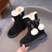 Winter 2024 New Style Little Girls' Velvet Warm Princess Baby Snow Boots Medium and Large Children's Cotton Shoes_voghion.com
