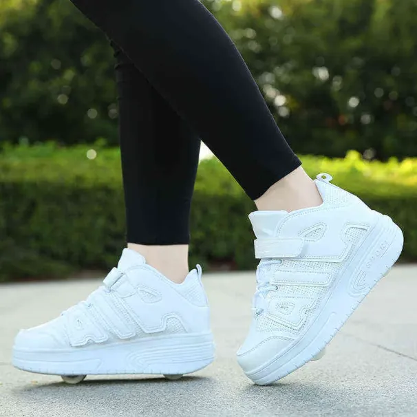 Scarpe da ginnastica con pattini a rotelle con due ruote per bambini, ragazzi e ragazze, moda, tennis, bambini, ragazzo e ragazza, pattinaggio, sneaker con ruote_voghion.com