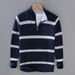 Men's Clothing Half Zip Collar Sweater Men's Autumn And Winter Trend Retro College Style Striped Contrast Color High Collar Sweater_voghion.com