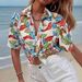 Dámské plážové topy s krátkým rukávem a potiskem na plážové párty z roku 2025, havajské, rekreační, kempovací a párty tričko._voghion.com