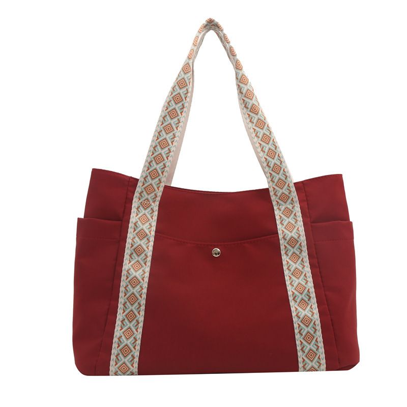 Canvas for women with large capacity, 2024 new trendy single wide shoulder strap file bag, student commuting tote bag_voghion.com