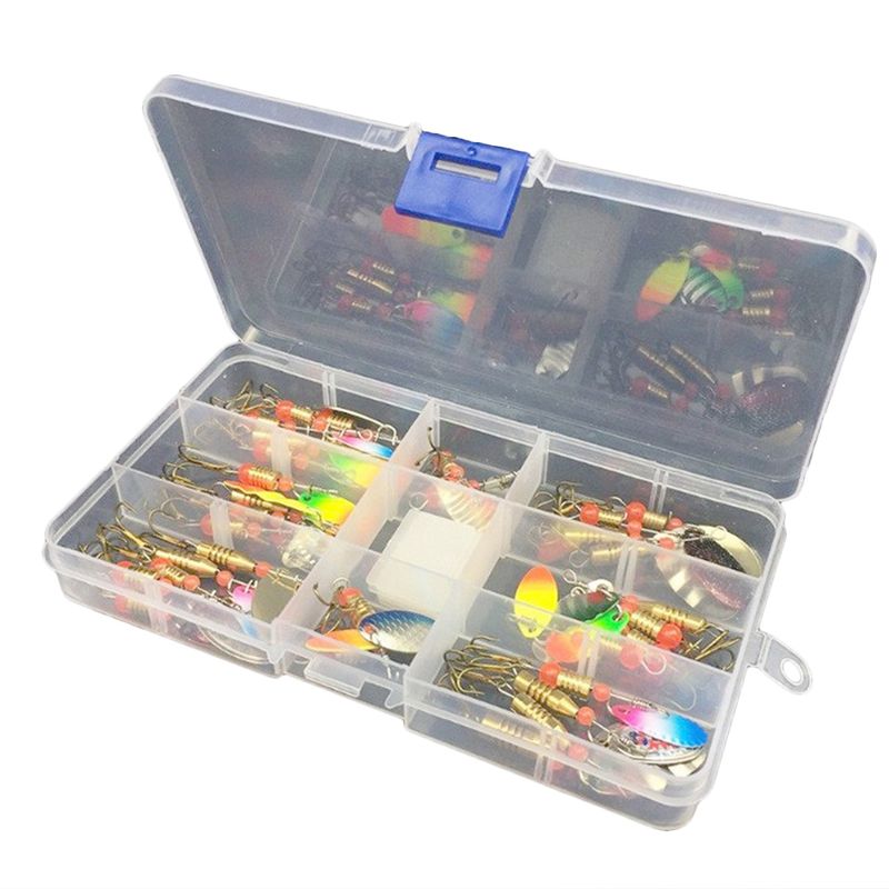 Kaou01 31Pcs/11Pcs Fishing Lures Baits Metal Fish Hooks Rotating Sequins Tackle Kit Box_voghion.com