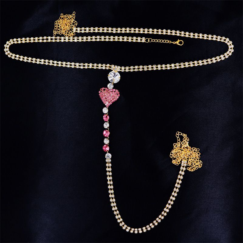 New Card Sexy Heart shaped Water Diamond Underwear Women's Accessories Body Chain_voghion.com