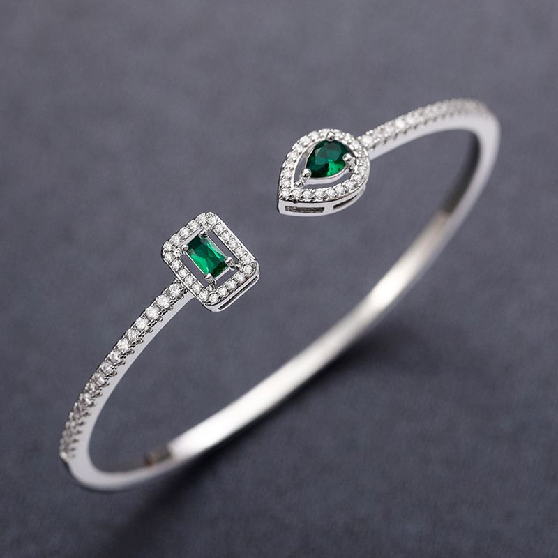 Cao Shi's open bracelet trend ins brass zircon bracelet temperament Korean version simple banquet bracelet gift_voghion.com