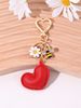 Portachiavi in pelle a forma di cuore, nuovo e grazioso ciondolo a forma di cuore di pesca imbottito in cotone, decorazione per borsa a forma di ape e fiore, piccolo_voghion.com