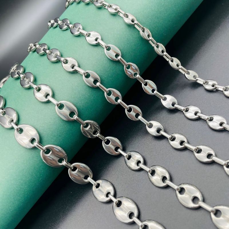 Pig Titanium Nose Personality Coffee Bean Non-Fading Stainless Steel Necklace 6/7/8/9/10/11/13MM_voghion.com