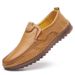 First Layer Cowhide Large Size Soft Sole Comfortable Driving Middle-Aged And Elderly Dad Slip-On Casual Men's Shoes_voghion.com