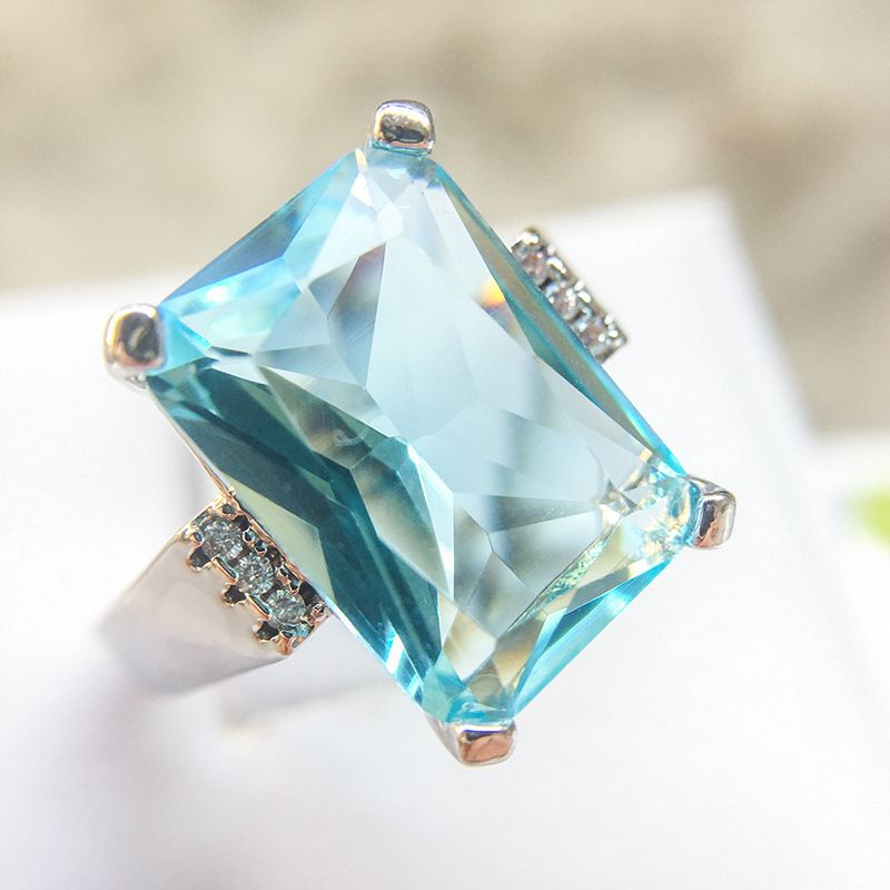 Mode Luxus Topas Verlobungsring Blau Schmuck_voghion.com