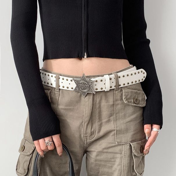 nuova cintura con design a stella retrò per donna, accessori di alta qualità con rivetti di nicchia, cintura alla moda e tendenza_voghion.com