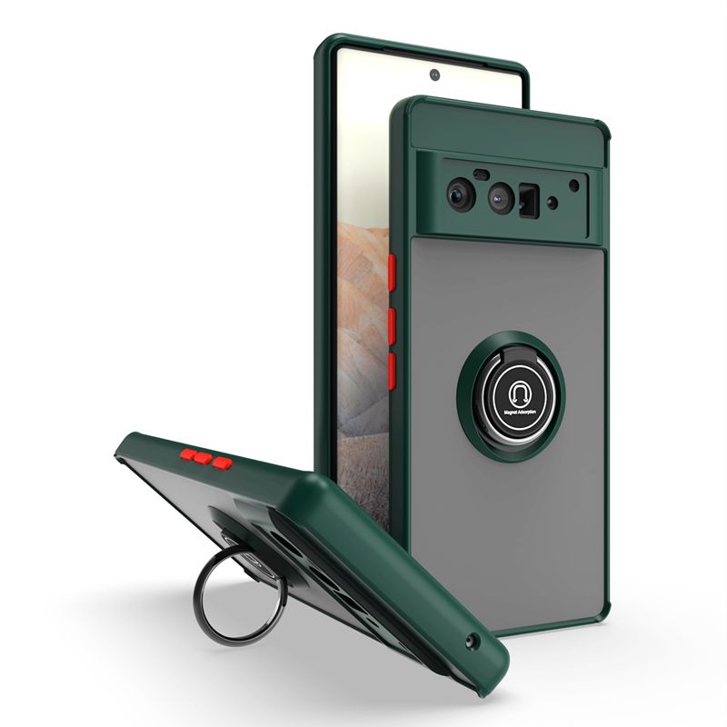 KEYSION Custodia opaca alla moda per Google Pixel 6 Pro Supporto ad anello trasparente Cover posteriore per telefono antiurto per Google Pixel 6_voghion.com