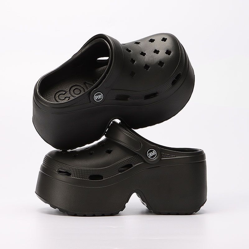 Scarpe unisex con fori, popolari scarpe con tacco basso rialzate, scarpe da spiaggia con plateau e suola spessa_voghion.com