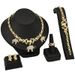 Set di gioielli in oro da donna, gioielli in lega di rame placcati in oro, nuovi set di gioielli a forma di cuore in oro Dubai per la sposa, collana, anello, orecchini e bracciale da donna_voghion.com