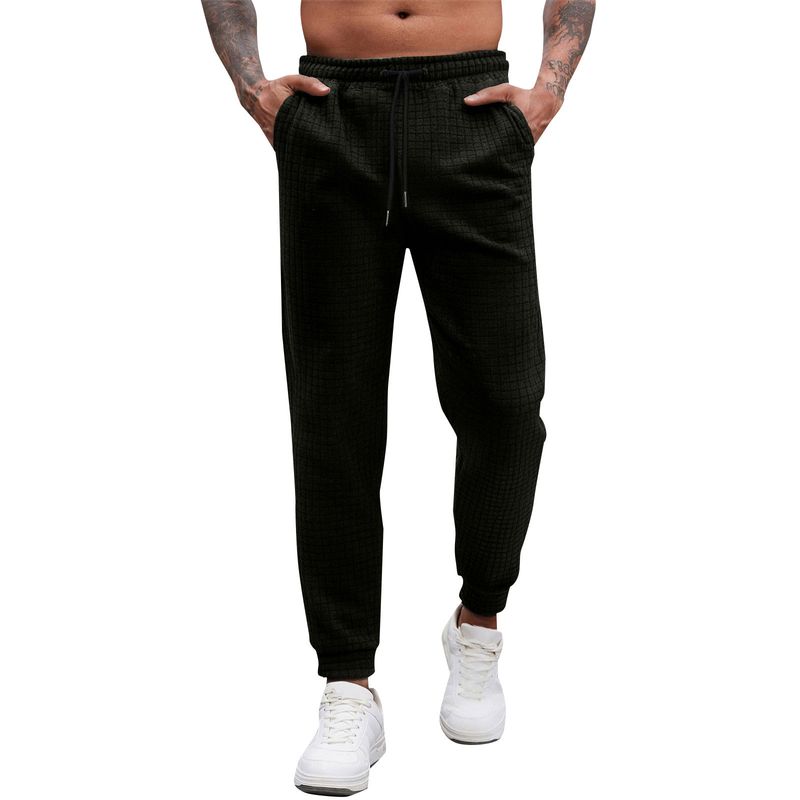 Pantaloni da jogging da uomo in maglia a nido d'ape - Pantaloni casual elasticizzati e traspiranti per lo sport e il tempo libero, colori a tinta unita (blu navy/nero/grigio/bianco/kaki/oliva) dalla S alla XXXL_voghion.com
