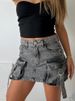 hot selling Y2K New Haruku Multiple Pockets Denim Plaid Skirt Vintage Goth Black Mini Skir Fashion Womens Casual Versatile Sexy_voghion.com