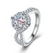 Classic Six-Prong Double Row Micro-Paved Zircon Twist Arm Full Diamond Engagement Wedding Ring_voghion.com