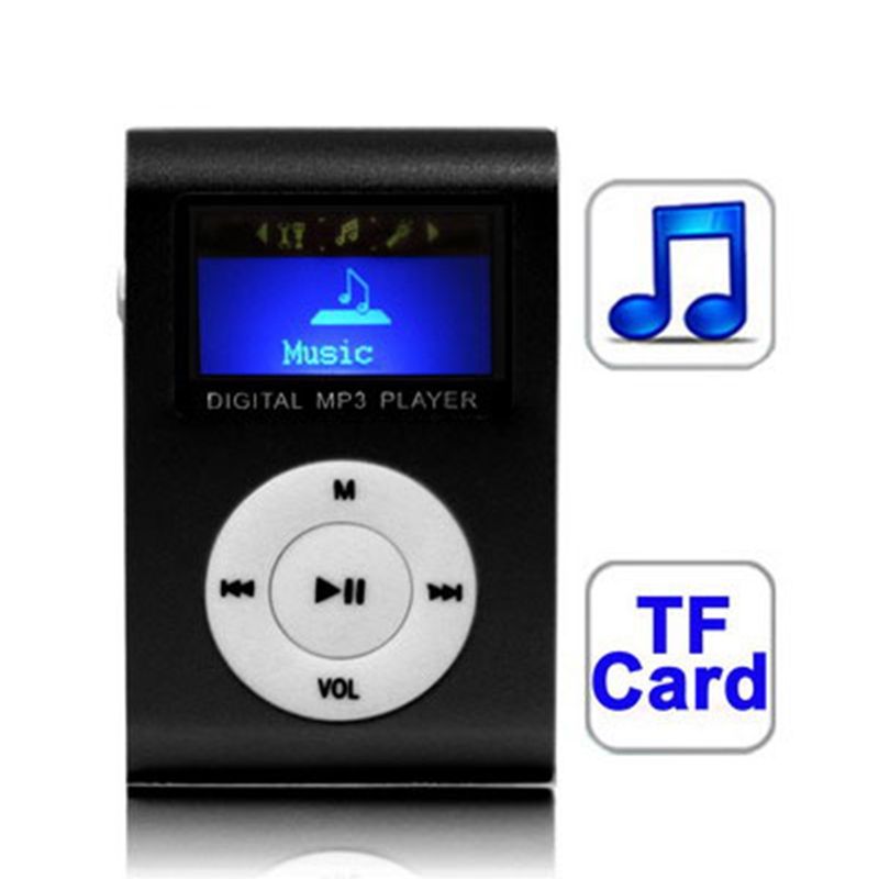 TF / Micro SD-kaartsleuf MP3-speler met LCD-scherm, metalen clip (zwart)_voghion.com