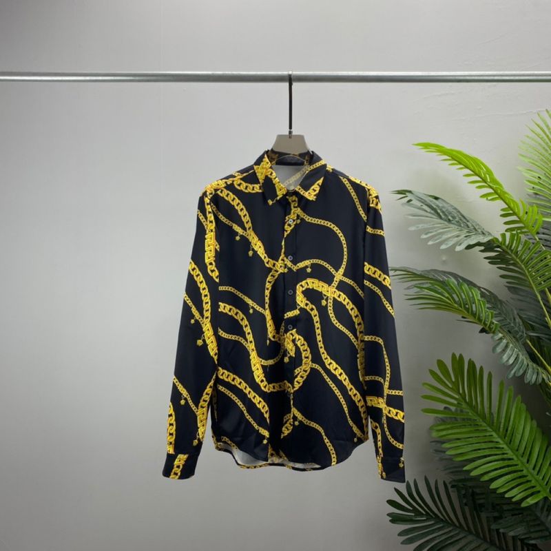 Herrenbekleidung Modemarke Frühling und Herbst Langarmhemd Kettendruck Designtrend_voghion.com
