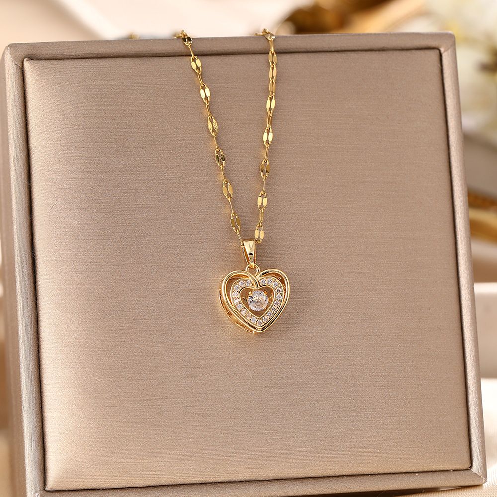 Koreanische Version des Live-Streamings, heißer Artikel, dynamische Doppelpfirsich-Herz-Halskette für Frauen, INS-Stil, High-End-Gefühl,_voghion.com