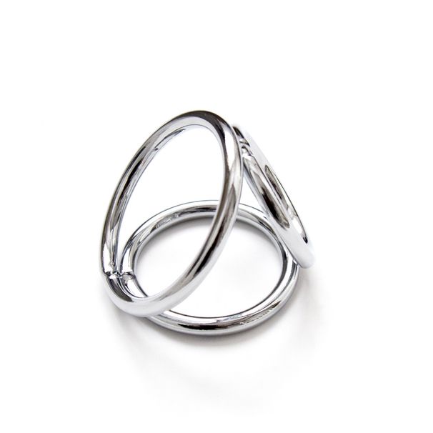 Anillo de metal de acero inoxidable BDSM, anillo de hierro, anillo de cuatro anillos, anillo de extensión, anillo de esclavitud para huevos, anillo de erección para escroto._voghion.com