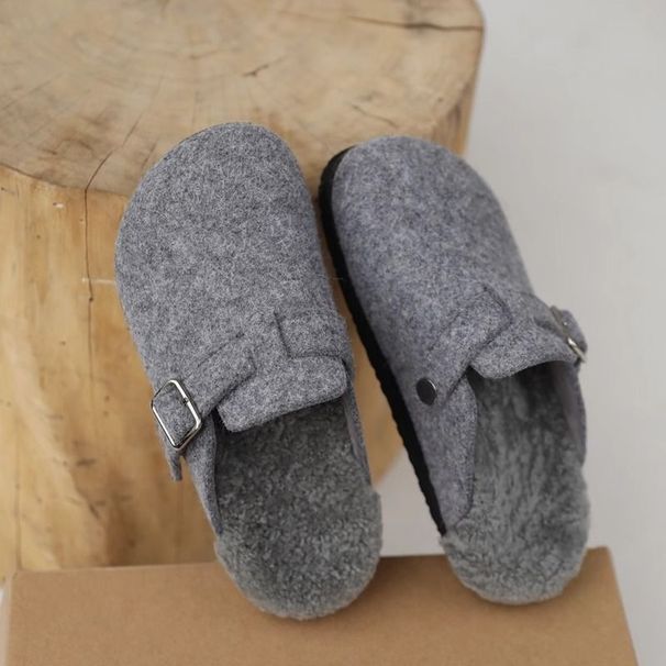 Dickbesohlte Hausschuhe mit flauschigem Fell für Damen, bequem und vielseitig für Herbst und Winter 2024. Warme Zehenabdeckung, Plüsch-Flach_voghion.com