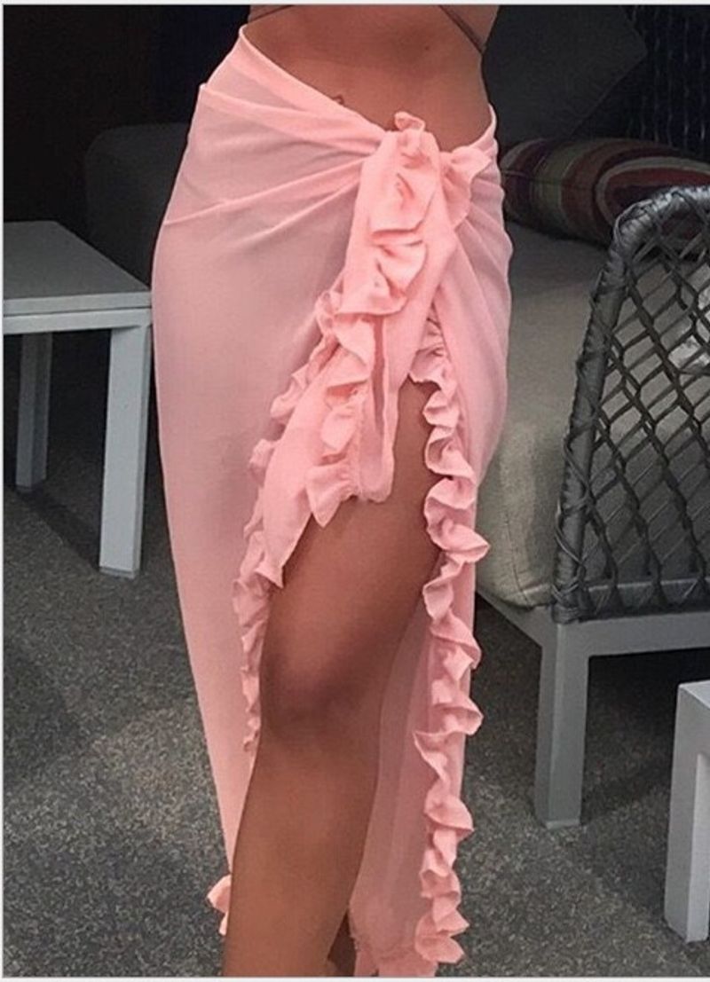 Women's Clothing Outdoor Sun Protection Beach Skirt Chiffon Skirt Lace Hot Style Tassel_voghion.com