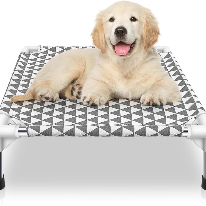 Cama elevada para exteriores, hamaca para perros medianos, colchón a prueba de humedad_voghion.com